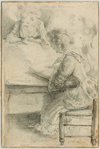 Drei junge Frauen zeichnen an einem Tisch von Gabriel Jacques de Saint Aubin
