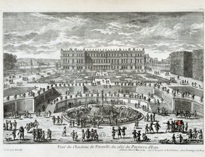 Ansicht des Schlosses von Versailles von der Seite des Wasserbetts - von Perelle, Ende des 17. Jahrhunderts