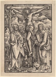 Christus am Kreuz zwischen der Jungfrau und dem Heiligen Johannes