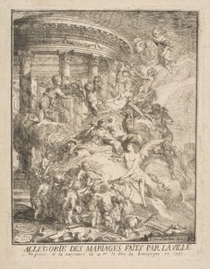 Allegorie der Ehen, die von der Stadt Paris zur Geburt des Herzogs von Burgund geschlossen wurden, 1752 von Gabriel de Saint Aubin
