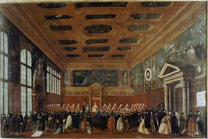 Empfang von Botschaftern im Collegio - Gemälde von Gabriele Bella von Gabriele Bella