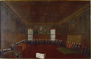 Ansicht des Raums der Kriminalquarantäne, Oberster Gerichtshof oder Rat der Vierzig von Gabriele Bella