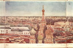 Panorama von Moskau, Darstellung der Basilius-Kathedrale von Gadolle