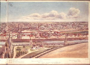 Panorama von Moskau, Darstellung der Kremlmauern und des Flusses Moskwa von Gadolle