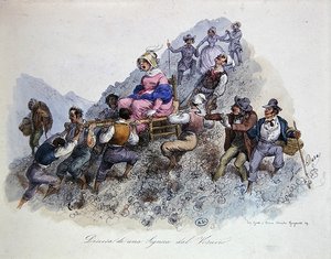 Ein Tourist steigt vom Vesuv herab, ca. 1830 von Gaetano (after) Dura