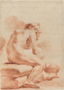 Ein junger Mann, der sich an einem Kohlenbecken wärmt von Gaetano Gandolfi