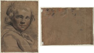 Kopf eines jungen Mannes (recto) Skizze eines Kopfes (verso) von Gaetano Gandolfi
