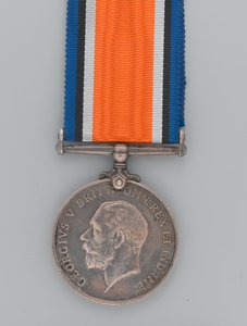Britische Kriegsmedaille 1914-20, verliehen an Private Andreya