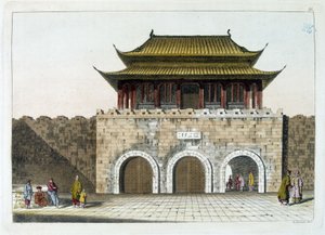 Tor des Kaiserpalastes von Peking (die Verbotene Stadt) - aus "Ancient and Modern Costume" von Ferrario, hrsg. Mailand von Gaetano Zancon