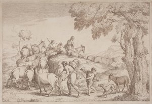 Ein älterer Schäfer von hinten gesehen von Gaetano Zompini, after Giovanni Benedetto Castiglione