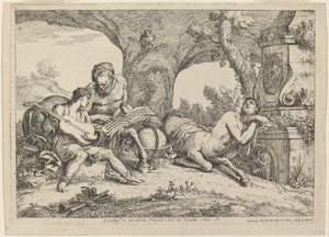 Chiron unterrichtet Achilles in Musik von Gaetano Zompini after Giovanni Benedetto Castiglione