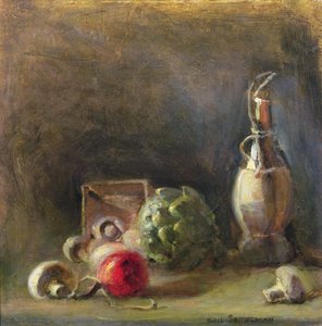 Weinkrug mit Artischocke und Pilzen von Gail Schulman
