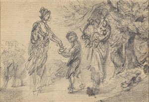 Landschaft mit zwei Frauen und Kind