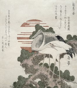 Kranich (Tsuru) aus der Serie 2 Designs von Kranichen und Schildkröten, 1818-30