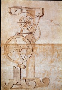 Uhr mit Pendel, untersucht vom italienischen Astronomen und Physiker Galileo Galilei (1564-1642) im Jahr 1638 zur Zeitmessung. Zeichnung. Florenz, Nationalbibliothek