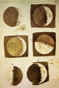 Sidereus Nuncius (Sternenbote) mit Zeichnungen der Phasen und Oberfläche des Mondes