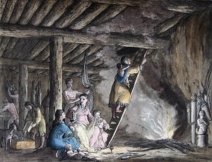 Innenansicht einer Jurte in Kamtschatka, Illustration aus 