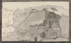 Innenraum eines Ellora-Höhlentempels von Gangaram Chintaman Tambat