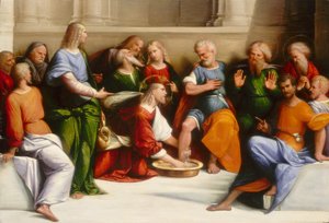 Christus wäscht den Jüngern die Füße