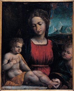 Madonna mit dem Kind und St. Johannes von Garofalos workshop