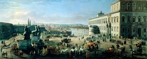 Platz und Palast von Monte Cavallo von Gaspar van Wittel
