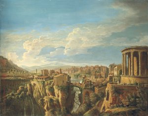 Ein Blick auf Tivoli mit dem Tempel der Vesta von Gaspar van Wittel
