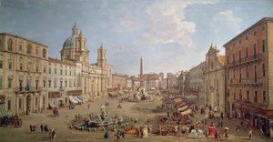 Ansicht der Piazza Navona, Gemälde von Gaspar van Wittel oder Gaspare Vanvitelli (1652 oder 1653-1736) von Gaspar van Wittel