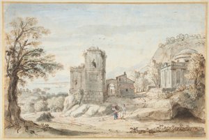 Landschaft mit Ruinen und einem Tempel, 1716