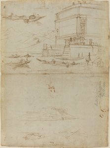 Studien des Lago Maggiore und des Eingangs zu einem Palazzo von Gaspar van Wittel