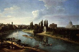 Blick auf den Tiber in Rom, von Norden von Gaspar van Wittel