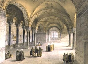 Hagia Sophia, Tafel 13: das Zentrum der Galerie, gestochen von Louis Haghe, veröffentlicht 1852 (Lithografie)
