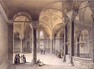 Haghia Sophia, Tafel 14: die Orientalische Galerie, graviert von Louis Haghe, veröffentlicht 1852 von Gaspard (after) Fossati