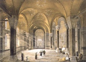 Haghia Sophia, Tafel 5: der Nordeingang, graviert von Louis Haghe, veröffentlicht 1852 von Gaspard (after) Fossati