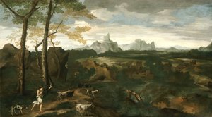 Landschaft mit einem Hirten und Ziegen von Gaspard Dughet