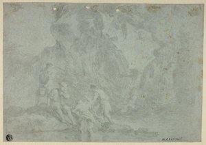 Felsige Landschaft mit Figuren von Gaspard Dughet