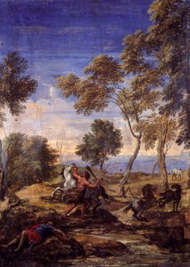 Landschaftsschlacht der Zentauren von Gaspard Poussin (school of) Dughet