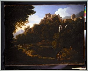 Landschaft - Ein Wasserfall in der römischen Campagna von Gaspard Poussin Dughet