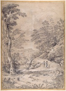 Bergstraße, die durch Wald und Felsen windet von Gaspard Poussin Dughet
