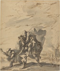 Aeneas trägt Anchises aus dem brennenden Troja