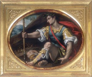 Führer mit Lorbeeren, der eine Lanze hält, Werk von Gaspare Venturini, aufbewahrt in der Galleria Estense in Modena