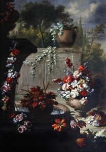 Stillleben von Blumen in Zier-Vasen