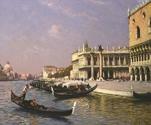 Venedig: Dogenpalast, Marciana-Bibliothek und Santa Maria della Salute in der Ferne von Gaston Hippolyte Boucart