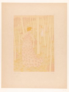 Frauen auf der Jagd in einem Wald von Gaston de Latenay (signed by artist)