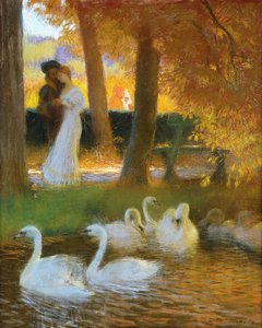 Liebende und Schwäne; Der Herbstspaziergang, 1896 von Gaston de Latouche