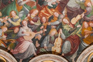 Detail der Himmelfahrt der seligen Jungfrau, bekannt als "Der Chor der musizierenden Engel" von Gaudenzio Ferrari