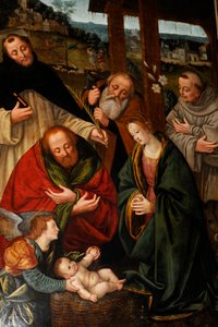 Geburt Christi mit Heiligen, Gemälde von Gaudenzio Ferrari in der Kirche von Sankt Maria der Tröstung, Mailand, Lombardei, Italien von Gaudenzio Ferrari