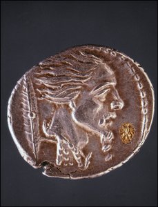 Vermutliches Profil von Vercingetorix auf einem gallischen Stück. Museo del Medagliere. Mailand