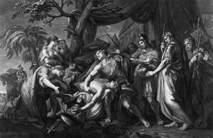 Achilles beklagt den Tod von Patroklos, graviert von Domenico Cunego, 1764