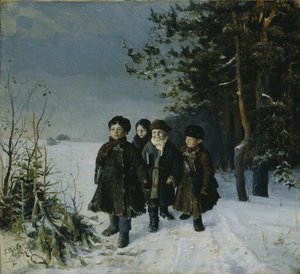 Rückkehr von der Schule, 1884 von Gavriil Fyodorovich Rybakov