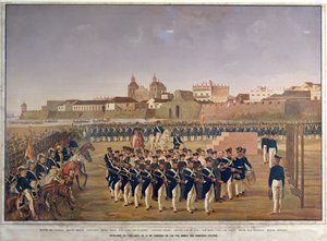 Die Erschießung von Pantaleon German de Ribon und seinen 8 Gefährten in Cartagena am 24. Februar 1816